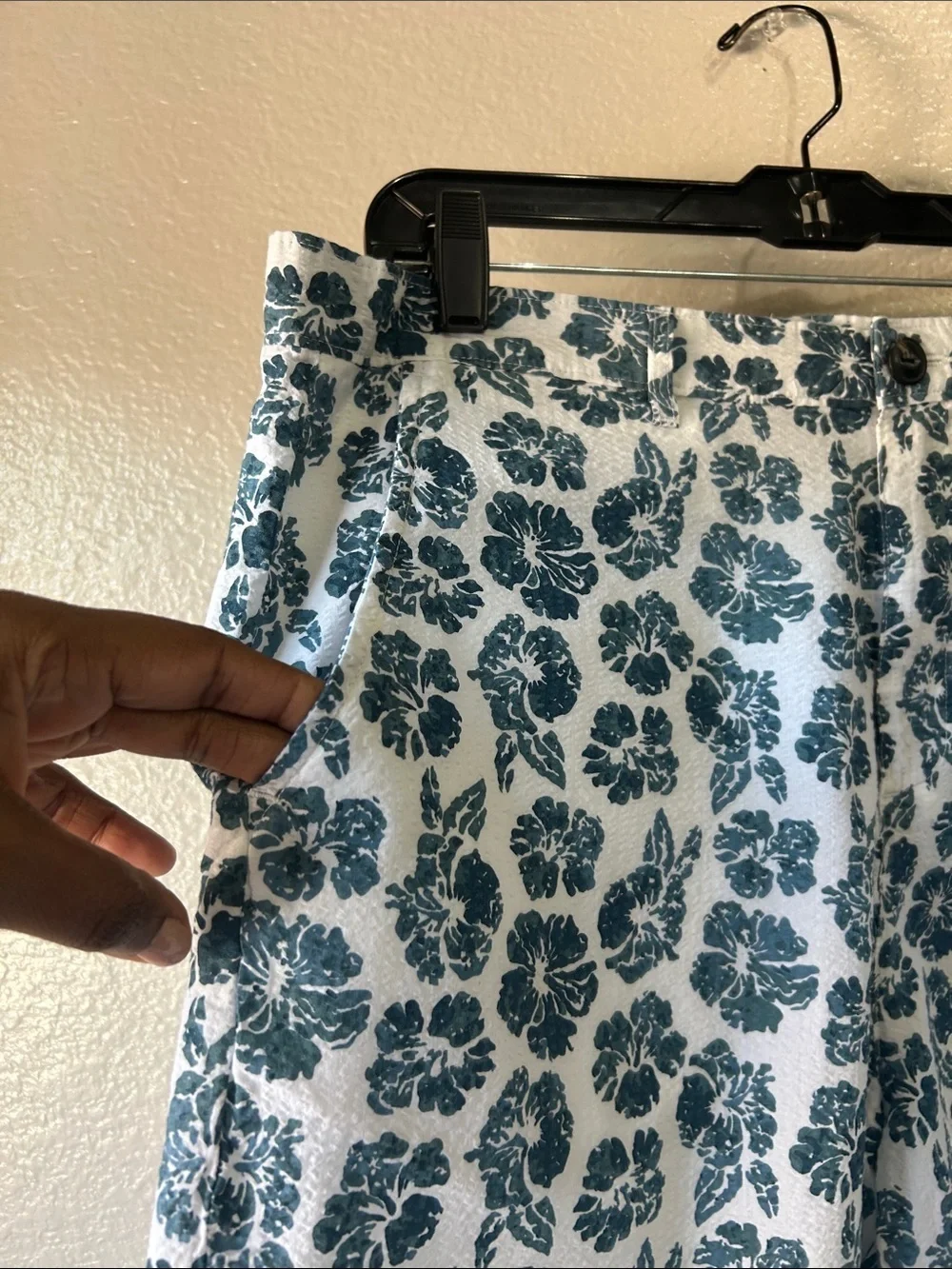 Jachs New York Men Teal Floral Cotton Shorts Summer Casual Vacation Sz 36 TC0003